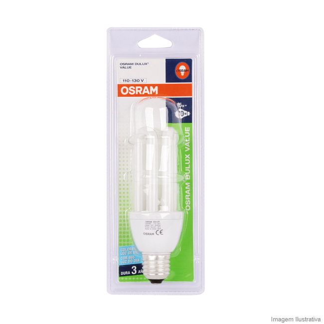 Lâmpada eletrônica fluorescente Value 2U 15W 127V branca Osram