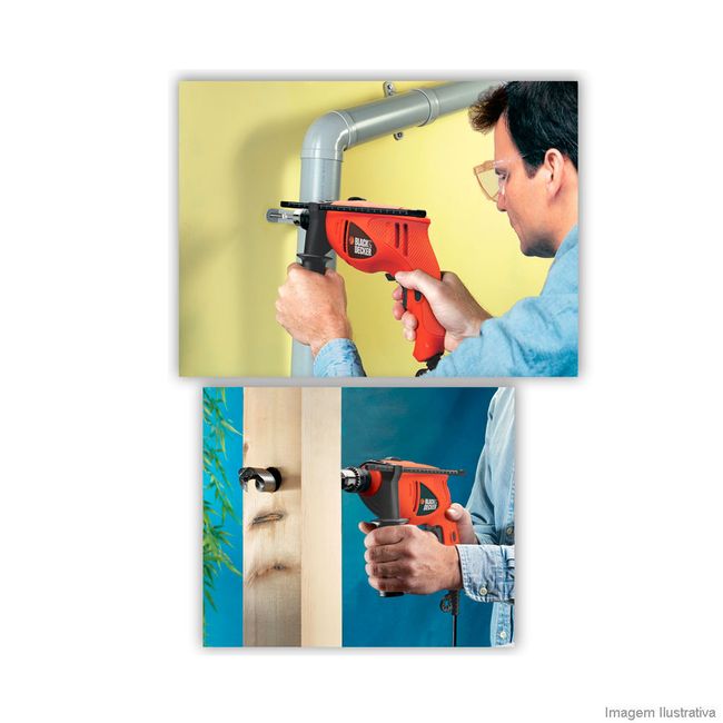 Furadeira elétrica de impacto 1/2" 200V 500W HD500B2 Black  Decker