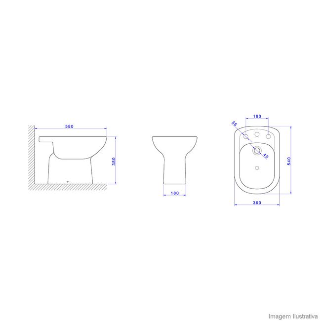 Bidê com 3 furos Vogue Plus creme Deca