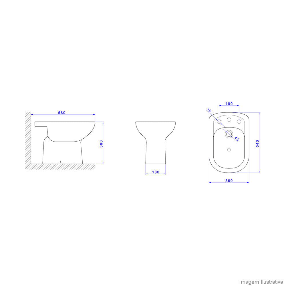 Bidê com 3 furos Vogue Plus creme Deca