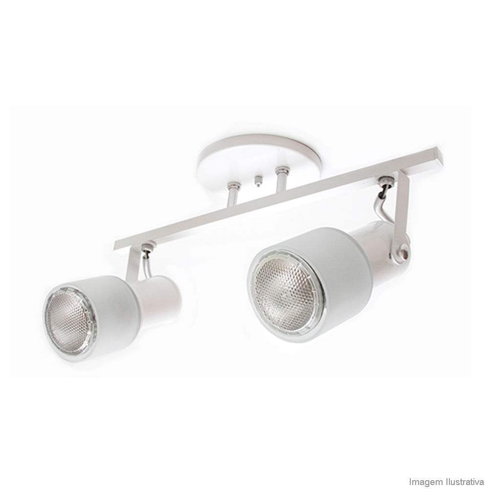 Spot Trilho vidro reto branco para 2 lâmpadas E27 60W Thema