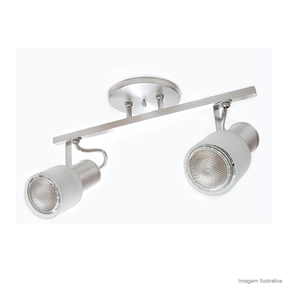 Spot Trilho vidro reto lixado para 2 lâmpadas E27 60W Thema