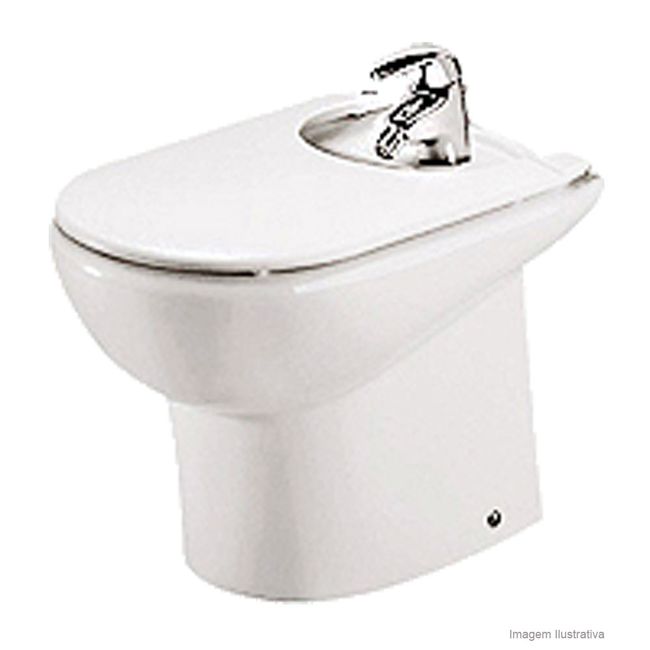 Bidê com 3 furos com ducha e com ladrão Meridian branco Roca