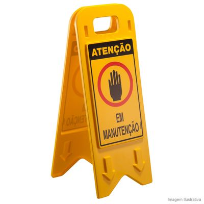 Cavalete-de-poliestireno-Em-Manutencao-amarelo-preto-e-vermelho-Sinalize