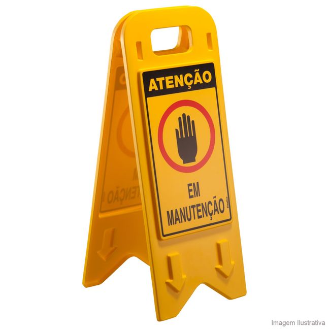 Cavalete-de-poliestireno-Em-Manutencao-amarelo-preto-e-vermelho-Sinalize