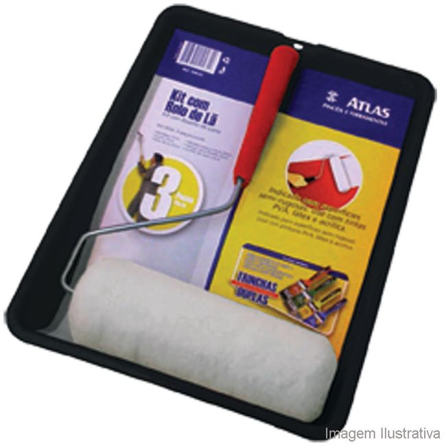 Kit com 3 peças - Bandeja - Cabo e Rolo de Lã Mista - 428-22 Atlas