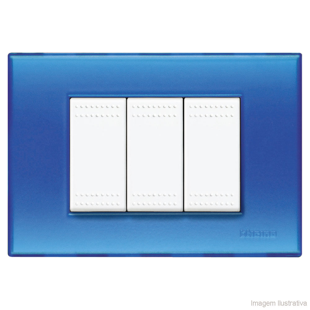 Placa-4x2-3-postos-azul-opalino-Light-Bticino