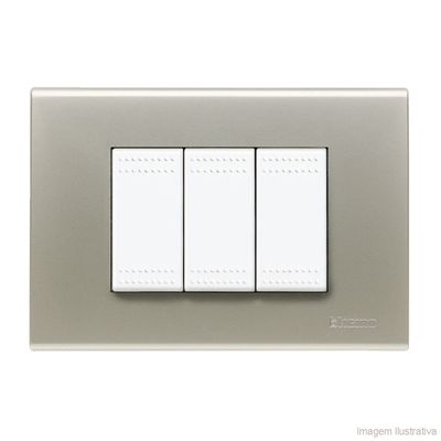 Placa-4x2-3-postos-titanio-chiaro-Light-Bticino