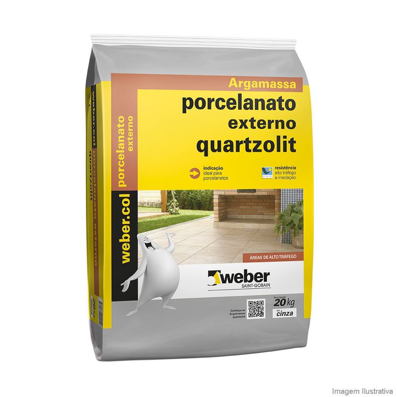 Argamassa de uso externo para Porcelanato 20kg Weber Quartzolit