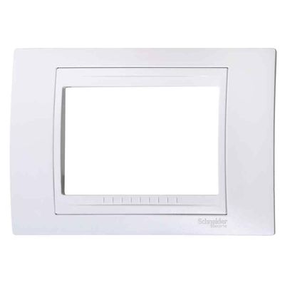 Placa-4-x2--Unica-Prime-Style-3-postos-com-moldura-blanco-mate-Schneider