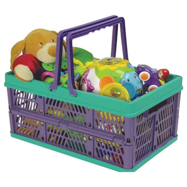 Cesto-empilhavel-pequeno-com-alca-75-litros-verde-e-roxo-Ordene