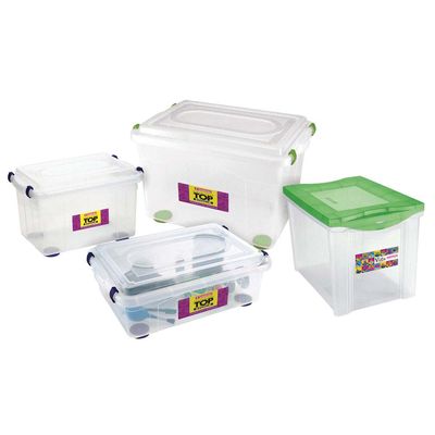 Caixa-organizadora-de-plastico--alto-30L-cristal-e-verde-Sanremo