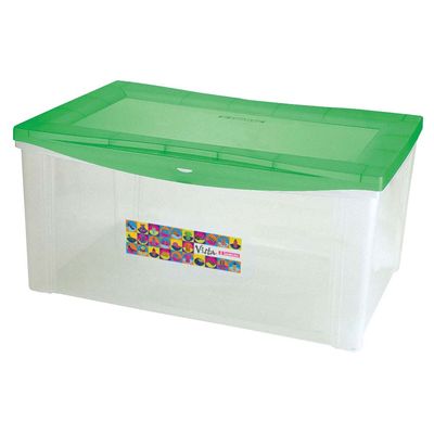 Caixa-organizadora-de-plastico--alto-60L-cristal-e-verde-Sanremo