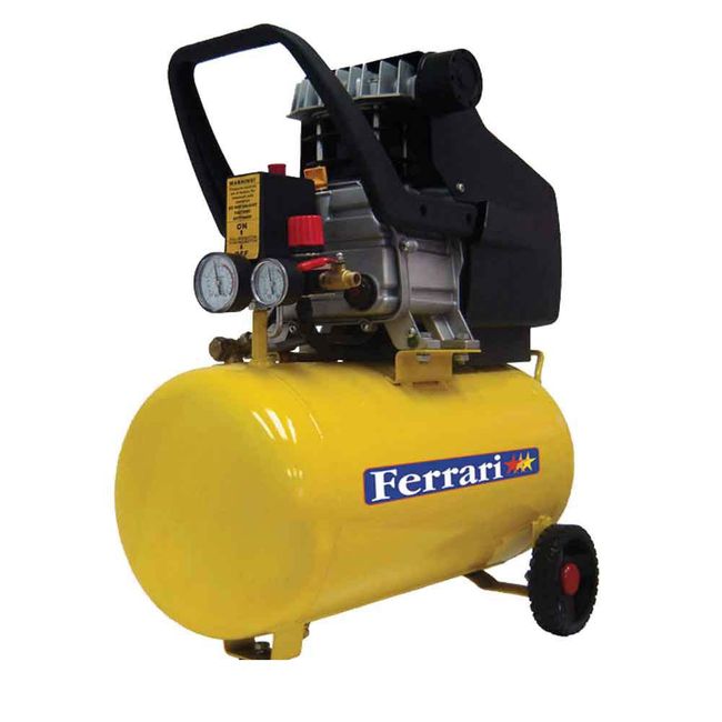 Compressor-de-ar-Mega-Turbo-24-litros-Bivolt-amarelo-e-preto-Ferrari