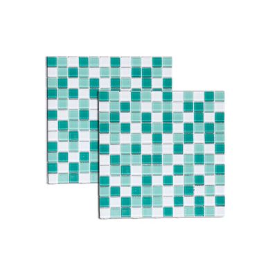 Pastilha-de-vidro-Soft-25x25cm-placa-275x275cm-branco-com-verde-Jatoba