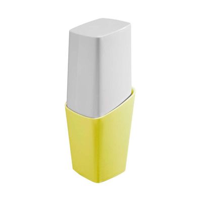 Porta-escova-de-dente-Square-com-tampa-amarelo-Brinox