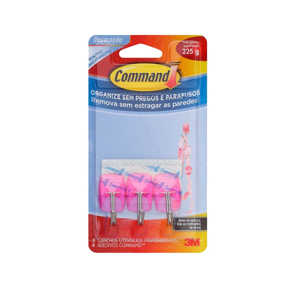 Gancho-Command-transparente-rosa-3M