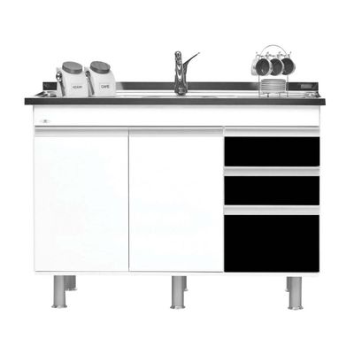 Gabinete-de-cozinha-115cm-Alumini-branco-e-preto-Harpex