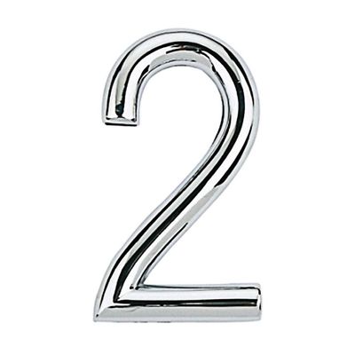 Numero-2-de-aco-Zamac-auto-adesivo-75cm-cromado-Bemfixa