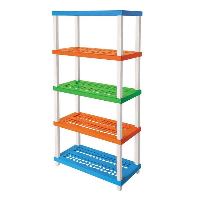 Estante-Radical-Kids-86x42x180cm-branco-Laranja-verde-azul-Ordene