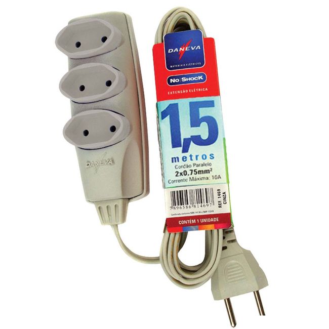 Extensao-eletrica-15-metros-3-tomadas-Noshock-PL-cinza-Daneva