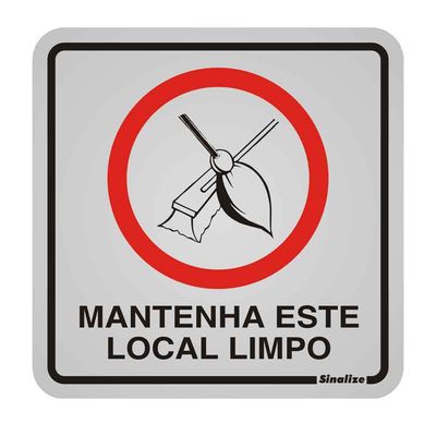 Placa-de-aluminio-Mantenha-este-Local-Limpo-preto-e-vermelho-Sinalize