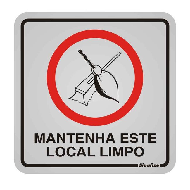 Placa-de-aluminio-Mantenha-este-Local-Limpo-preto-e-vermelho-Sinalize