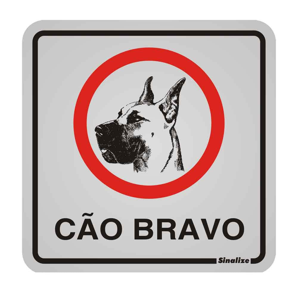 Placa-de-aluminio-Cao-Bravo-Ilustrado-preto-e-vermelho-Sinalize