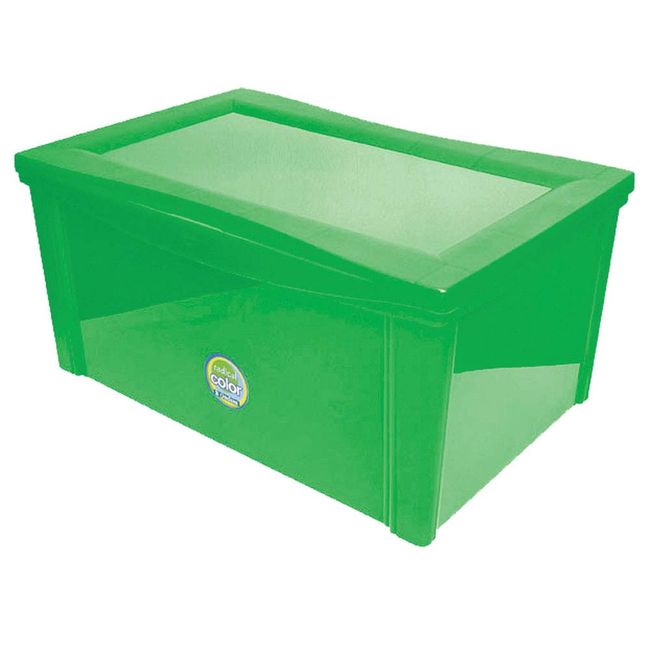 Caixa-organizadora-de-plastico-largo-alto-RadColor-65L-verde-Ordene