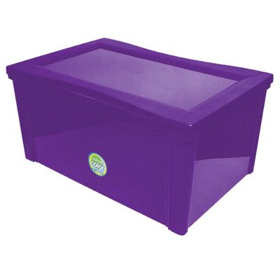 Caixa-organizadora-de-plastico-largo-alto-RadColor-65L-roxo-Ordene