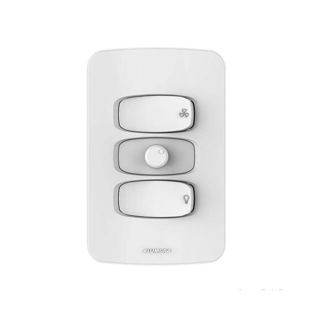 Controle-para-ventilador-bivolt-com-placa-4X2-Gracia-branco-Alumbra