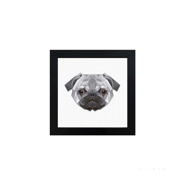 Quadro-decorativo-Pug-23x23cm-preto-Infinity