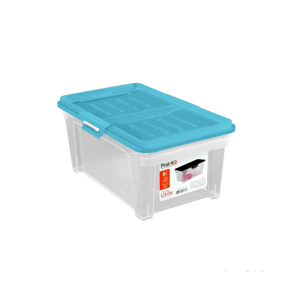 Caixa-organizadora-Utile-incolor-6L-com-tampa-azul-Prat-k