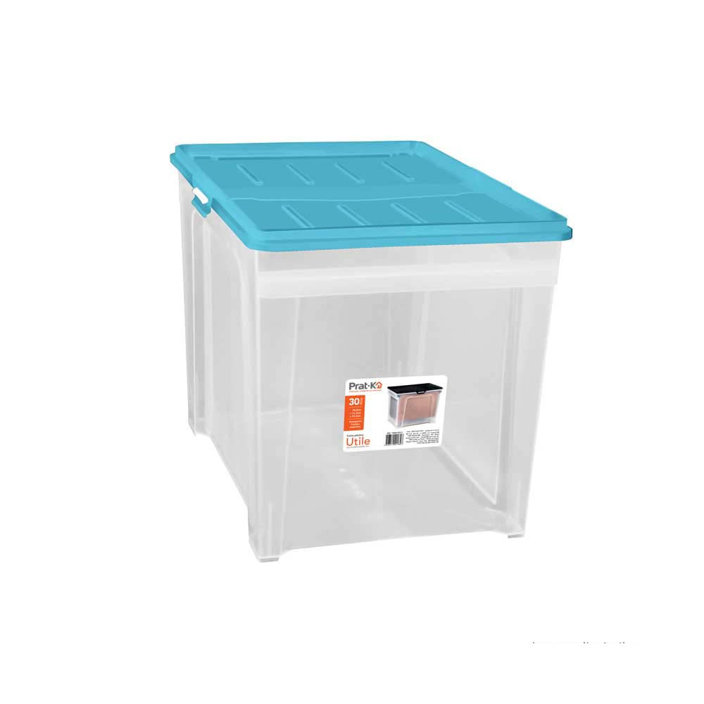 Caixa-organizadora-Utile-incolor-30L-com-tampa-azul-Prat-k