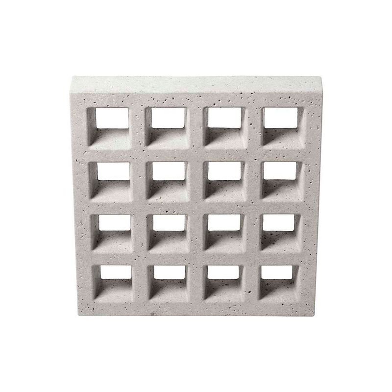 Elemento vazado Cobogó 16 furos concreto 39x39x7cm cinza Ecobloco