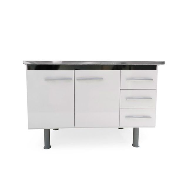 Gabinete de cozinha Sonic 120cm branco com faixa preta Bonatto
