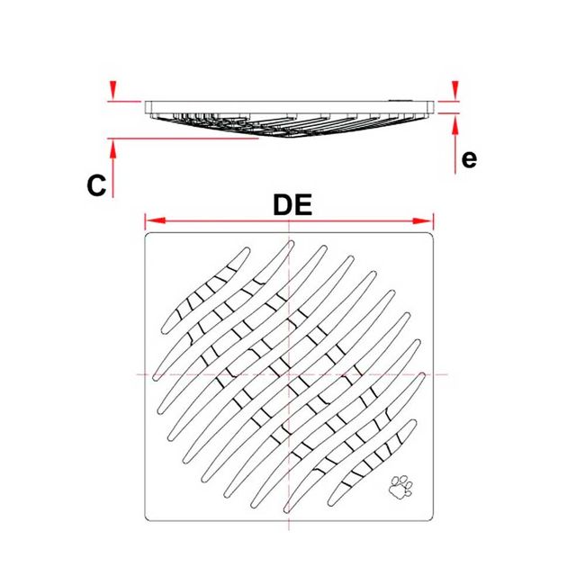 Grelha Quadrada Cromada 100mm