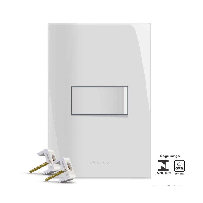 Conjunto montado de interruptor 4x2 simples com placa branco Inova Alumbra