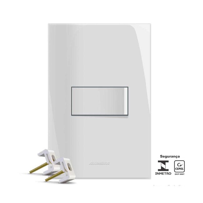Interruptor 4x2 intermediário com placa branco Inova Alumbra