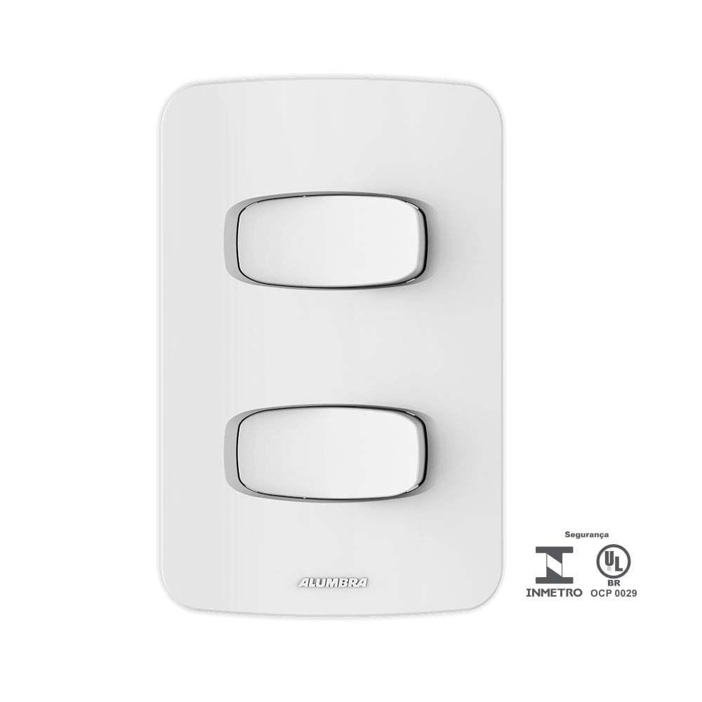 Interruptor-simples-duplo-10A-250V-com-placa-4X2-Gracia-branco-Alumbra