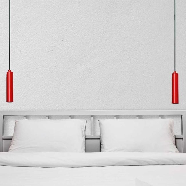 Pendente de alumínio com cabo ajustável de 1m vermelho Circle médio Auremar