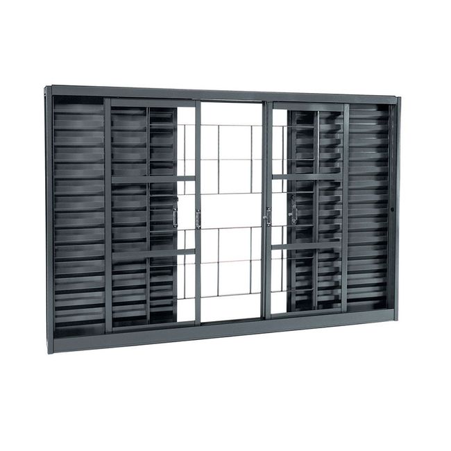 Janela veneziana 6 folhas Belfort 100x200x12cm com grade Sasazaki
