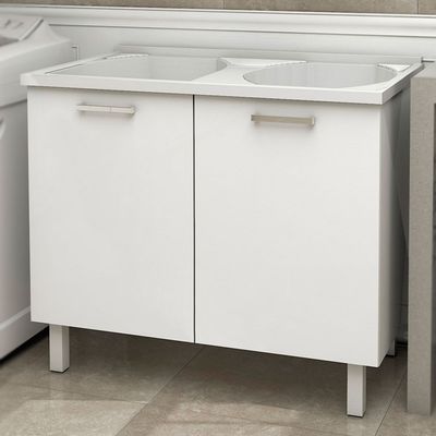 Gabinete-de-lavanderia-com-tanque-Flat-100x61cm-branco-Cozimax