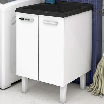 Gabinete-de-lavanderia-com-tanque-Flat-60x61cm-branco-e-preto-Cozimax