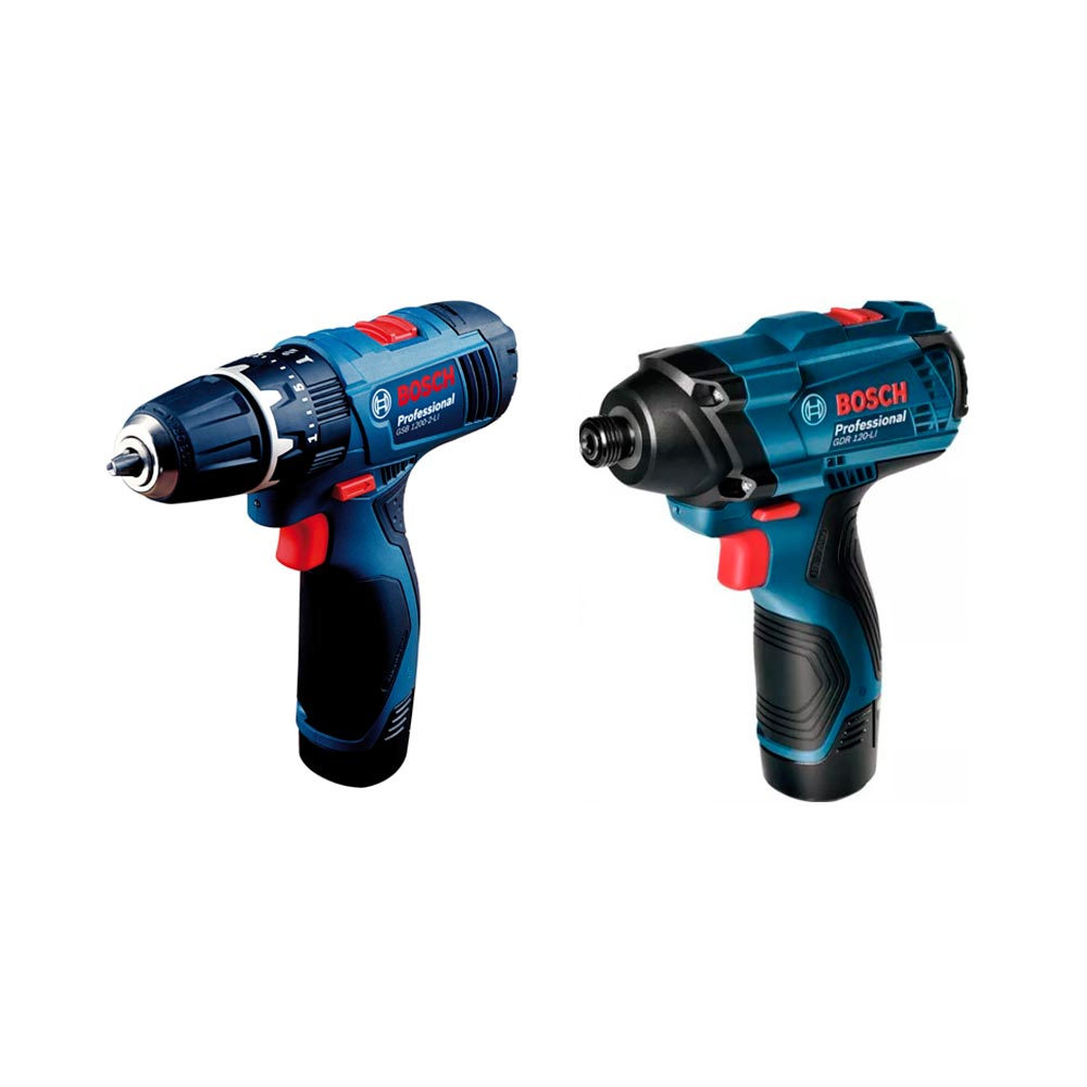 Kit parafusadeira a bateria GDR120-2 Li e furadeira de impacto GSB1200-2 Li azul Bosch