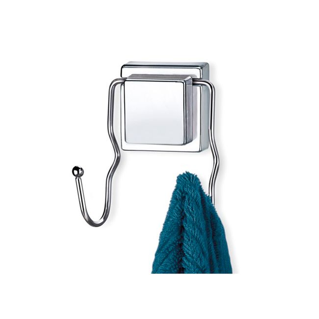 Suporte de 2 ganchos com esferas e ventosas aço cromado Arthi