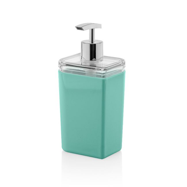 Porta-sabonete-liquido-de-bancada-estireno-verde-menta-Petala-Ou