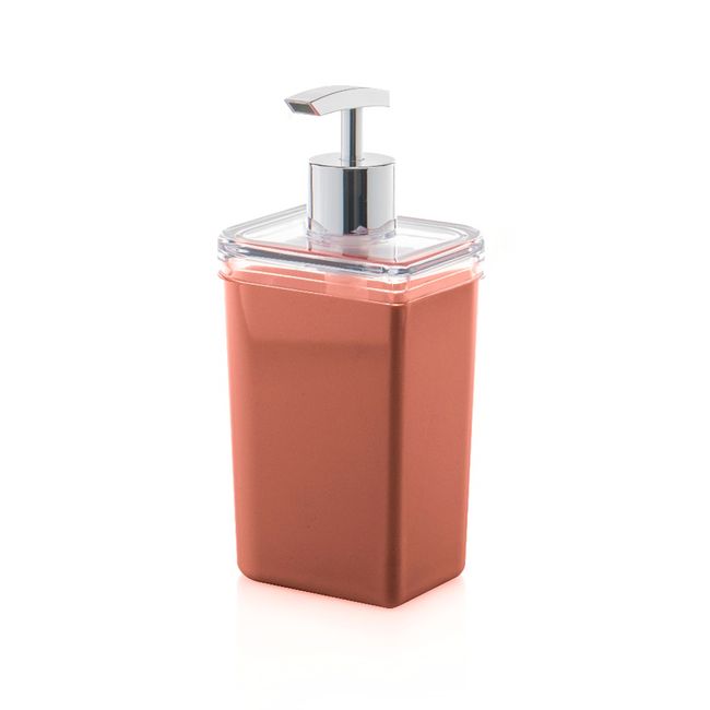 Porta-sabonete-liquido-de-bancada-estireno-terracota-Petala-Ou