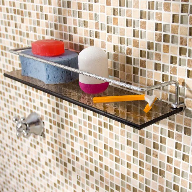 Prateleira cantoneira de vidro 4010 com haste bronze Rack System