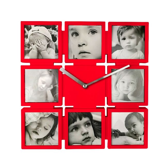 Relógio de parede para fotos vermelho Coisas e Coisinhas